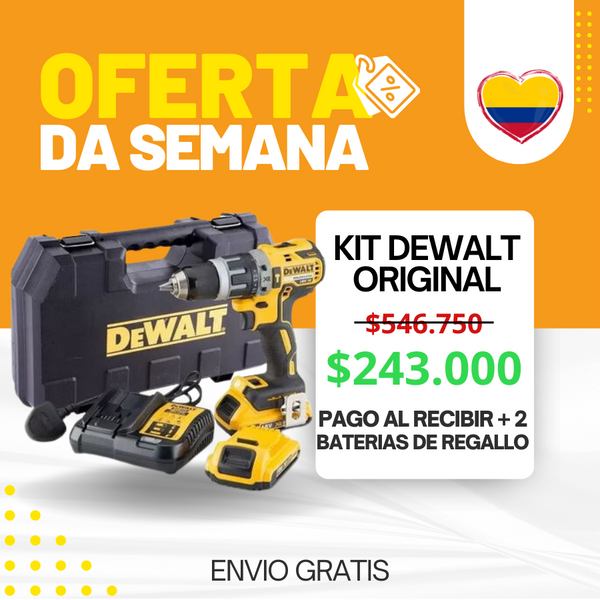 KIT DEWALT ORIGINAL: TALADRO DE ALTO IMPACTO + 26 ACCESORIOS + 2 BATERIAS - CIERRE DE LA TIENDA - PAGO CONTRA ENTREGA